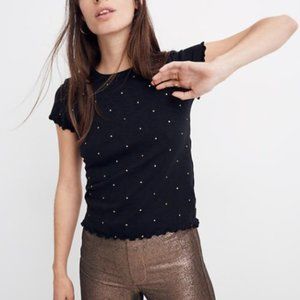 Madewell Tee, Black with Gold Dots, Size L